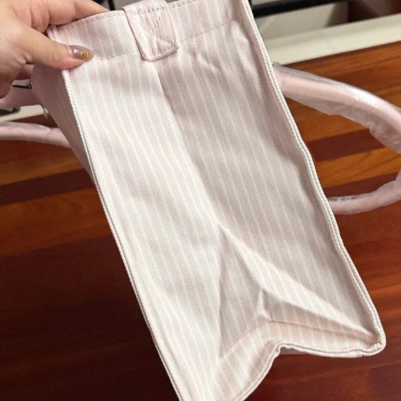 Victoria's Secret Pale Pink and White Striped Tote - Picture 3 of 4
